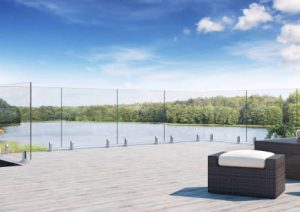 Stainless steel railing feet with glass